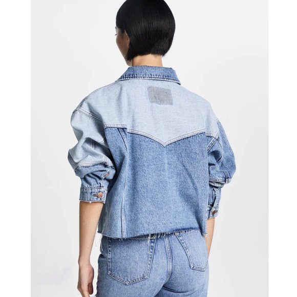Ksubi Destiny Patchwork Lifetime Blue Cropped Denim Jacket - Picture 8 of 16